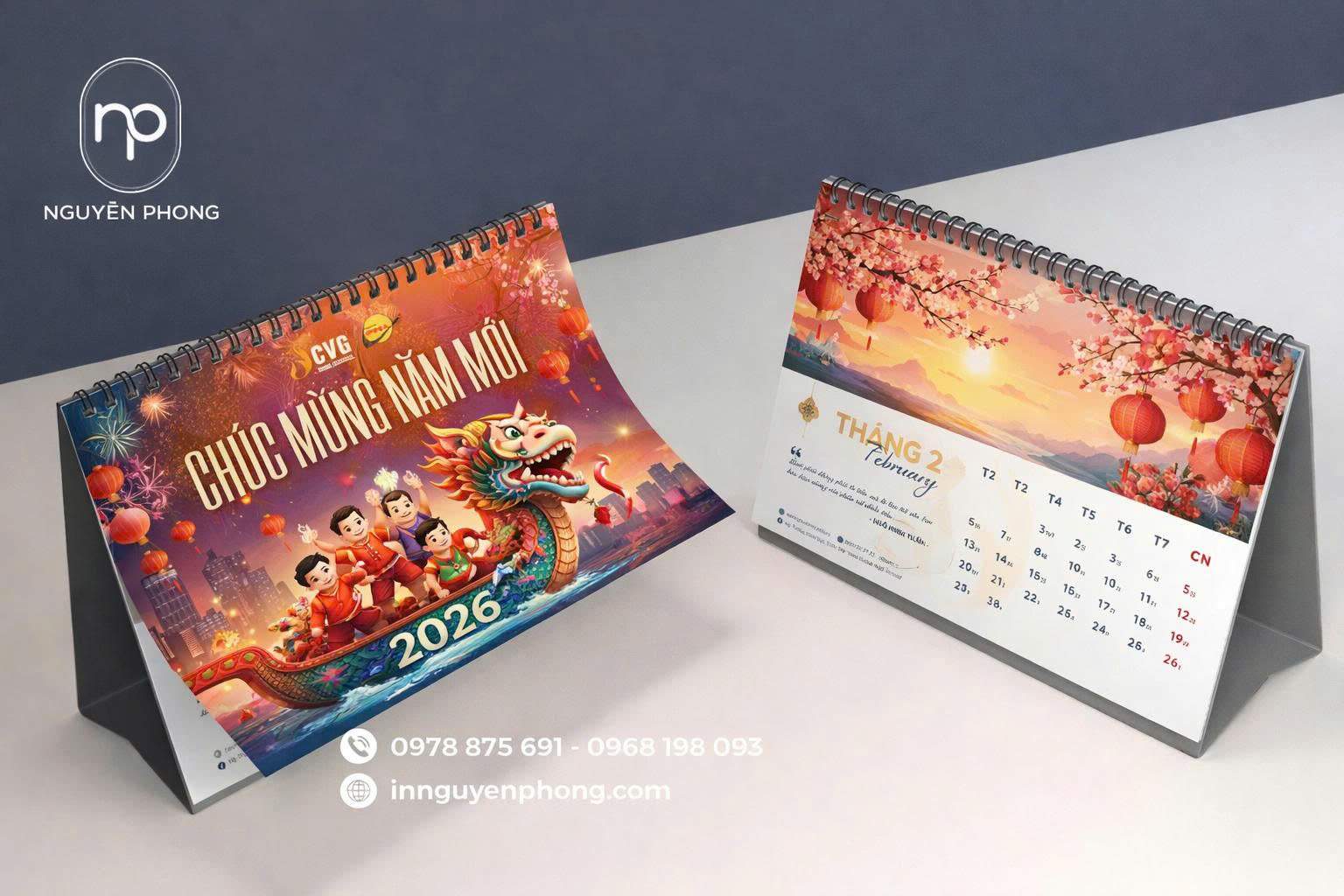 Mẫu lịch Tết để bàn cho doanh nghiệp